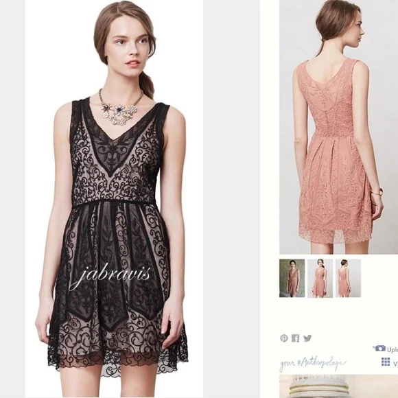 Anthropologie Yoana Baraschi Lace V-Neck Dress EUC - Picture 1 of 9